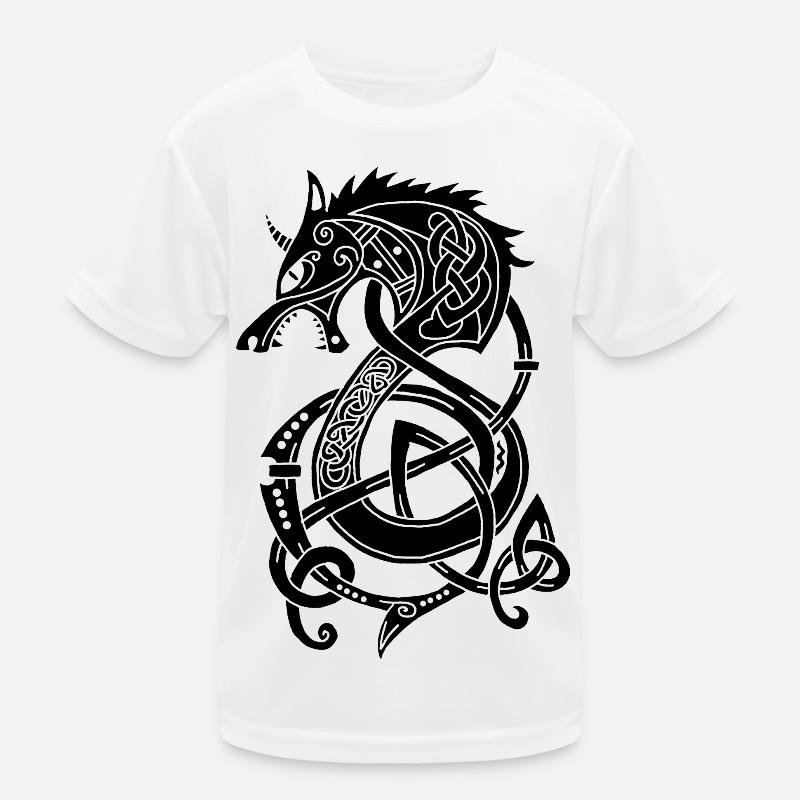 Wikingerwolf Drache (schwarz) Kinder Funktions-T-Shirt