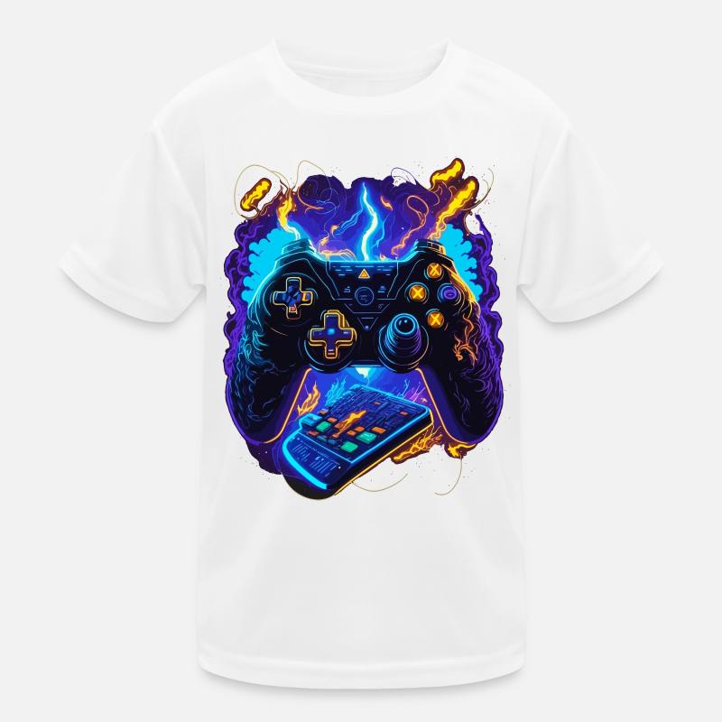 Cyber Gaming Controller - Kinder Funktions-T-Shirt - Weiß