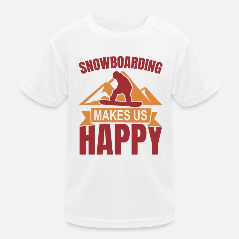 Snowboarding makes us happy Kids Functional T-Shirt