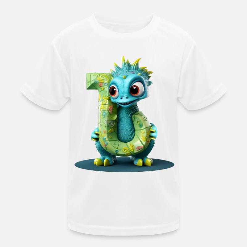 Blauer Drache mit Buchstabe J Alphabet Kinder Funktions-T-Shirt