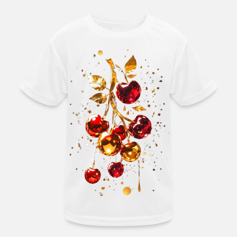 Kirschen mit Gold Kinder Funktions-T-Shirt