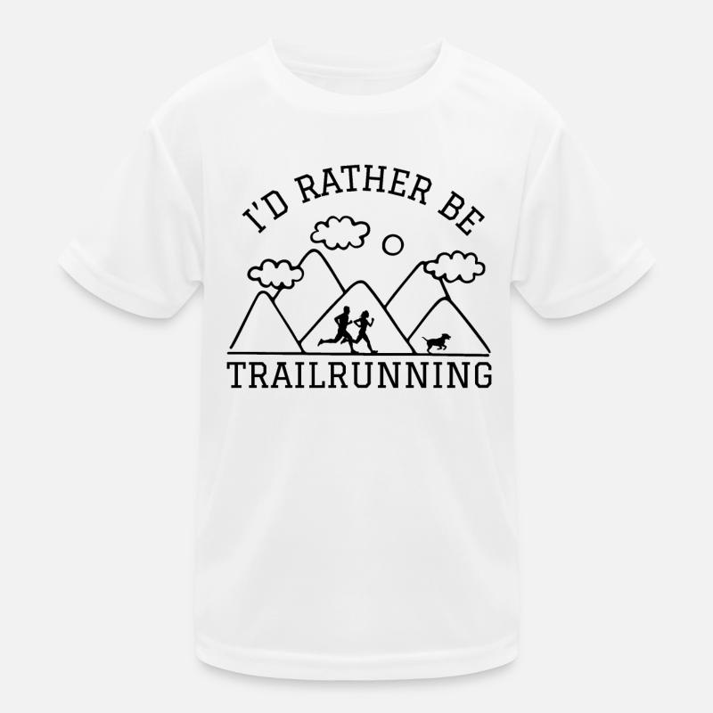 Id rather be Trail Running Berge Läufer mit Hund Kinder Funktions-T-Shirt