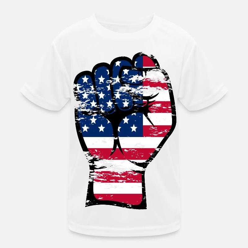 Drapeau des États-Unis Poing Main Symbole utilisé T-shirt sport Enfant