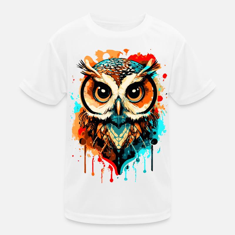 Eule Bunt - Nachteule - Schleiereule - Eulen Kauz - Kinder Funktions-T-Shirt - Weiß