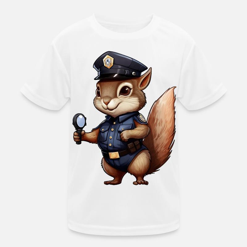 Squirrel Policewoman Kids Functional T-Shirt
