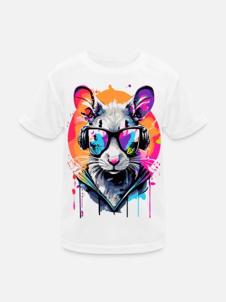 Känguru Farbenfroh - Retro Kangaroo Sonnenbrille - Kinder Funktions-T-Shirt - Weiß