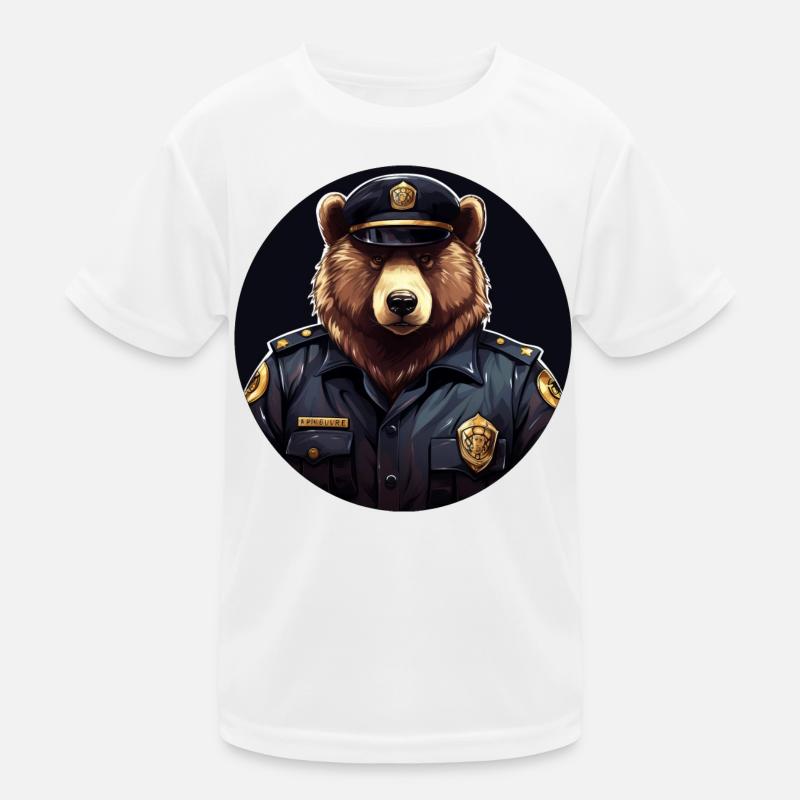 Bear Policewoman Kids Functional T-Shirt