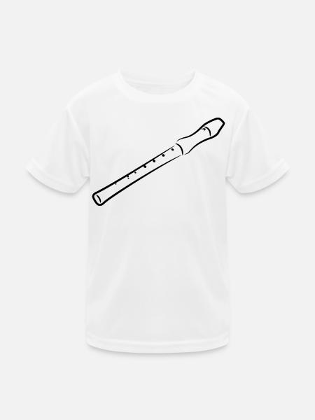 Flöte Zeichnung - Kinder Funktions-T-Shirt - Weiß - Vorne