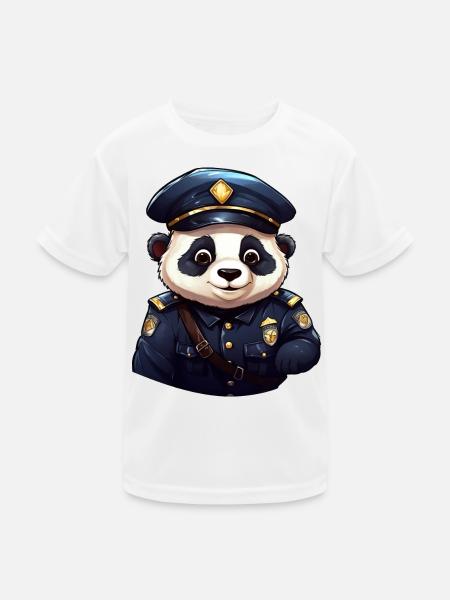 Panda Policeman - Kids Functional T-Shirt - white - Front
