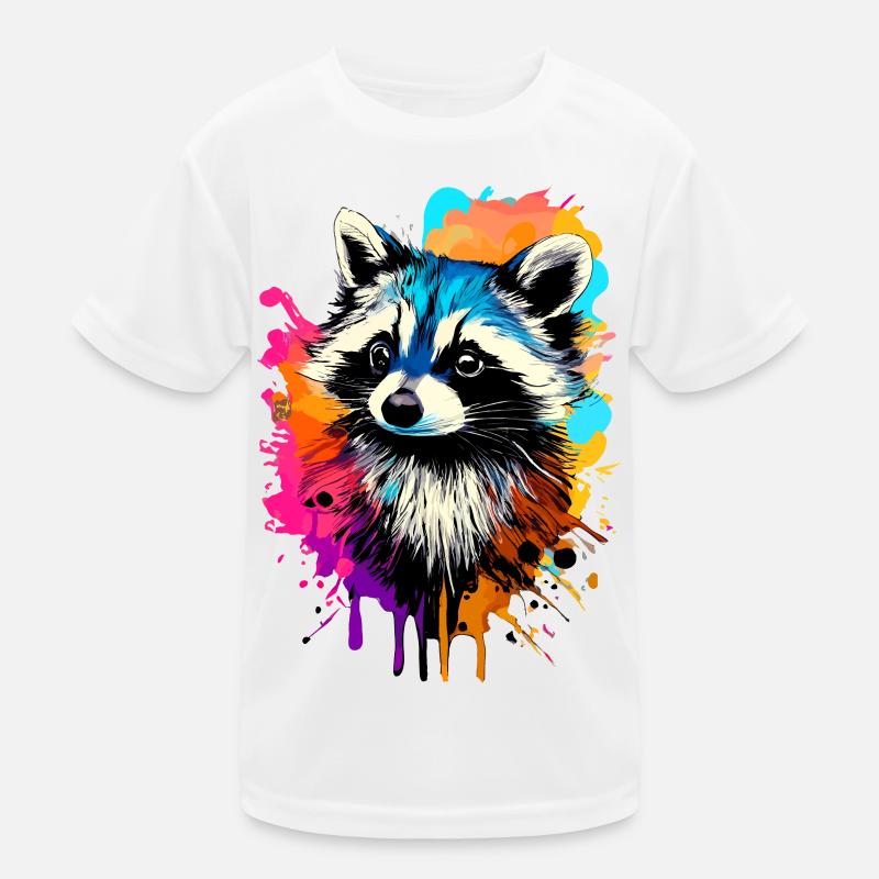 Waschbär Farbenfroh - Waschbär Raccoon Kinder Funktions-T-Shirt