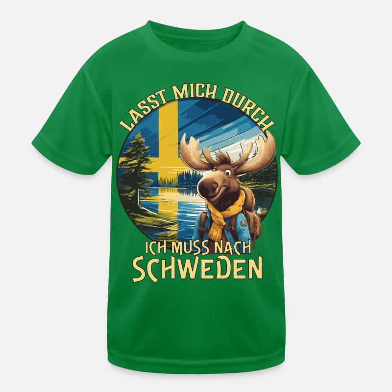 Schweden - lasst mich durch - Elch Kinder Funktions-T-Shirt