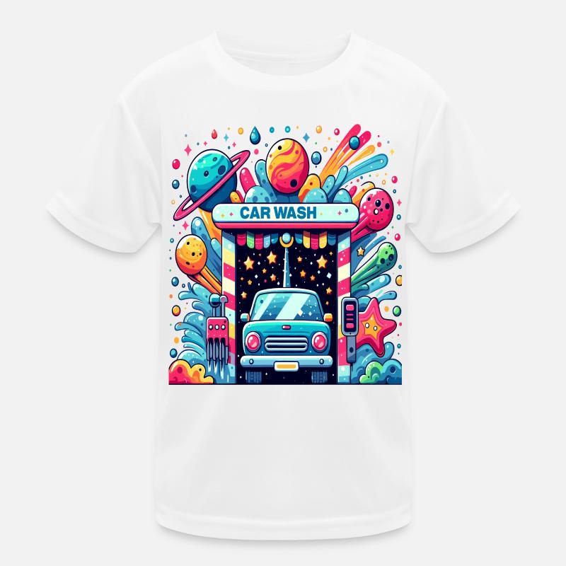 Auto Waschanlage Comic Style Kinder Funktions-T-Shirt