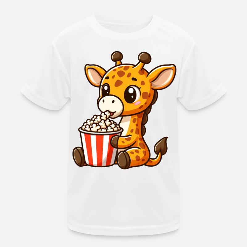 Une girafe fan de cinéma mange du pop-corn T-shirt sport Enfant