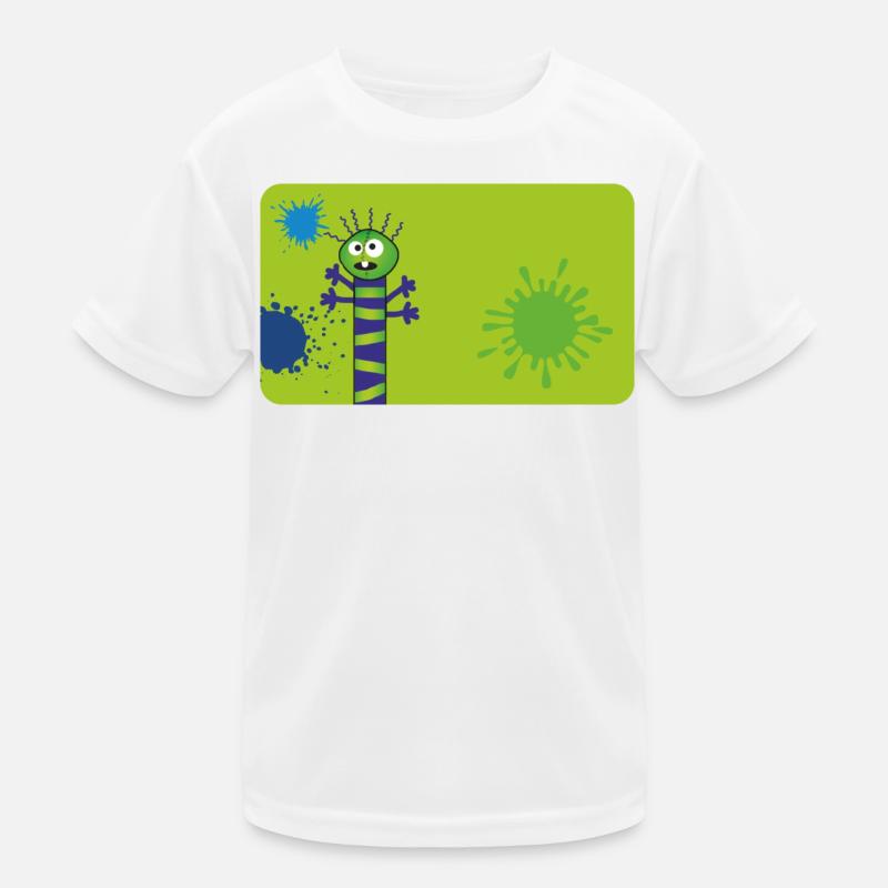 Monstre long et mince et éclaboussures de couleur - Vert Bleu T-shirt sport Enfant