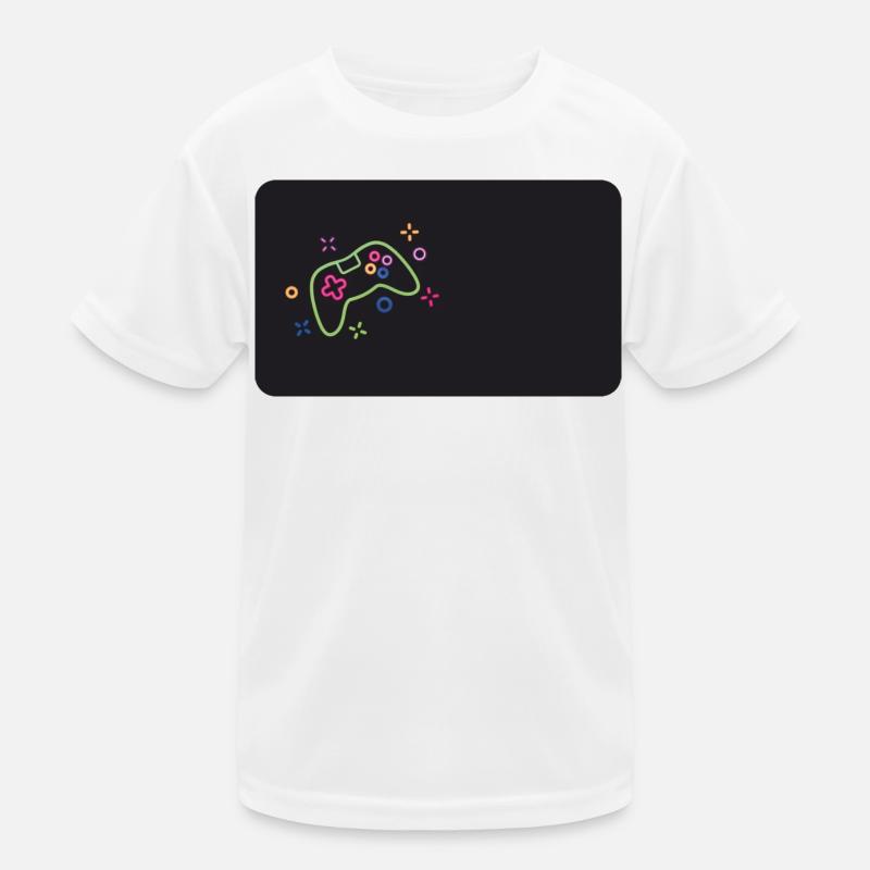 Colorful game controller on black background Kids Functional T-Shirt