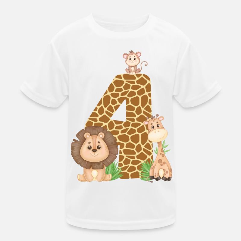 4. Geburtstag Dschungeltiere Giraffe Löwe Affe Kinder Funktions-T-Shirt