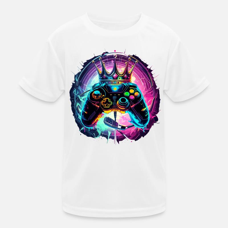 Gaming Controller mit Headset und Krone Kinder Funktions-T-Shirt