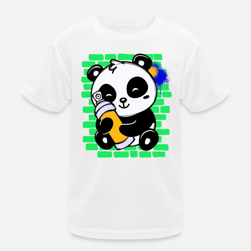 Graffiti Panda Drawing Illustration Spray Can Kids Functional T-Shirt