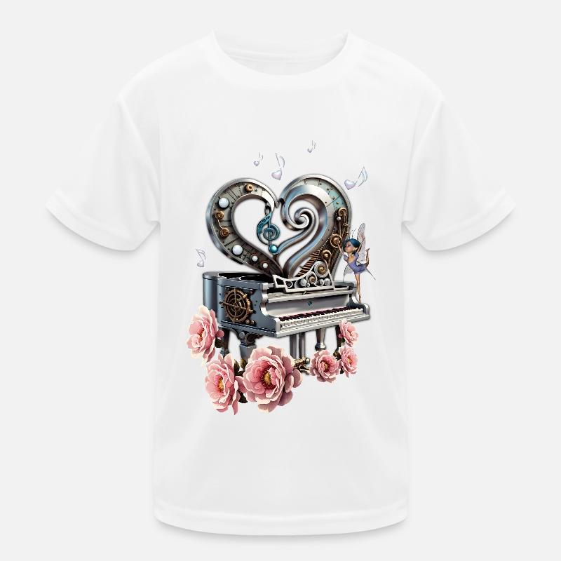 Piano steampunk avec coeur T-shirt sport Enfant