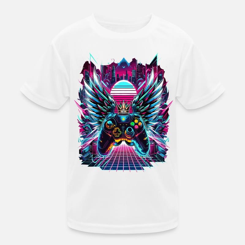 Synthwave Sunset Gamer Controller Kinder Funktions-T-Shirt
