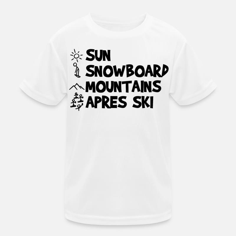 Sun, Snowboard, Mountains, Après-ski Kids Functional T-Shirt
