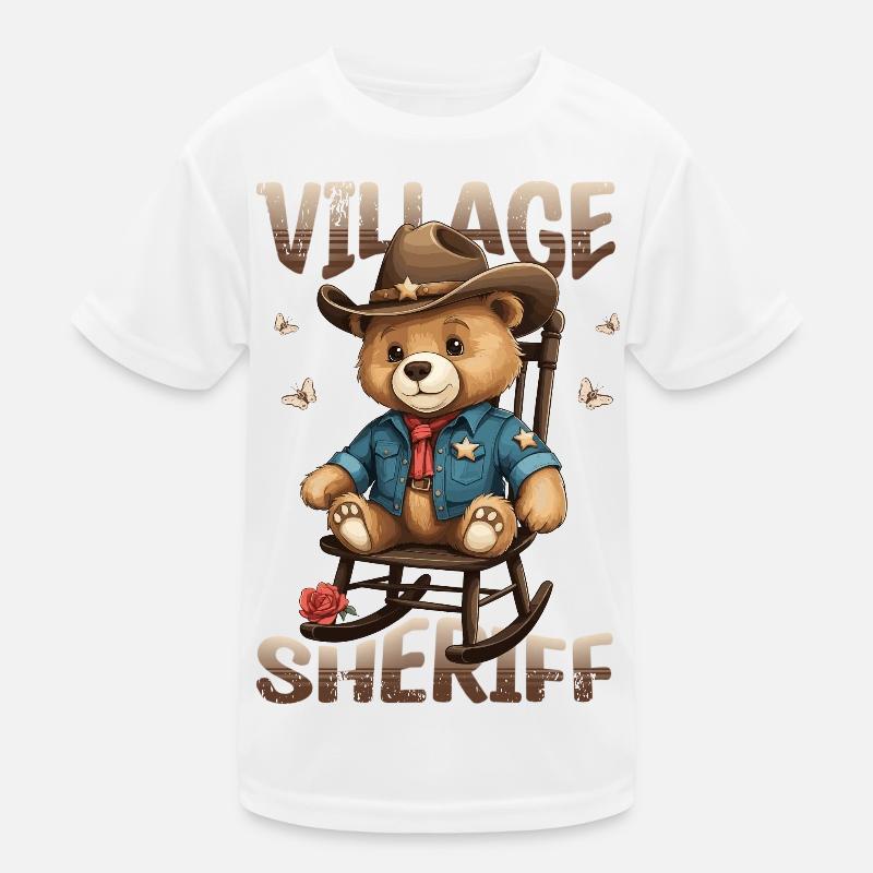 Bär der Dorf Sheriff Kinder Funktions-T-Shirt
