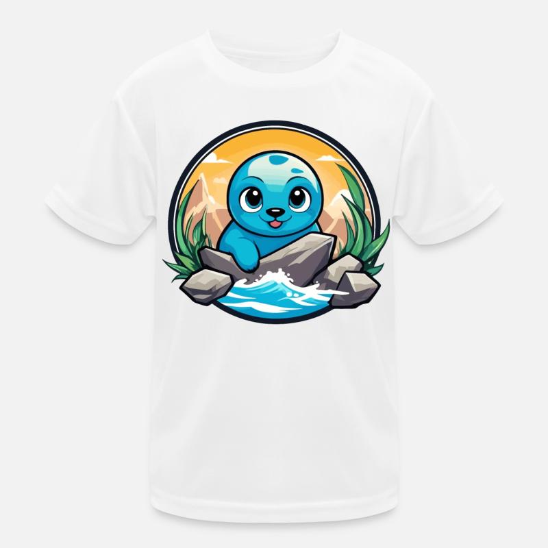 Petit phoque sur les rochers T-shirt sport Enfant