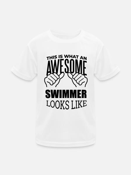 Schwimmer Schwimmer Schwimmer Schwimmer - Kinder Funktions-T-Shirt - Weiß - Vorne