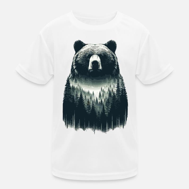 Bären Wald Kunst - Kinder Funktions-T-Shirt - Weiß