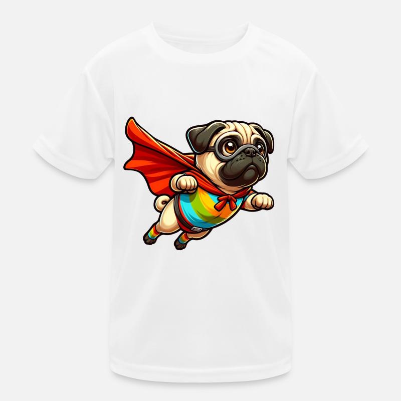 Superhelden-Mops Kinder Funktions-T-Shirt