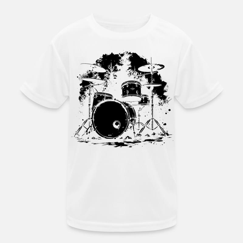 Drum Set Sketch Kids Functional T-Shirt