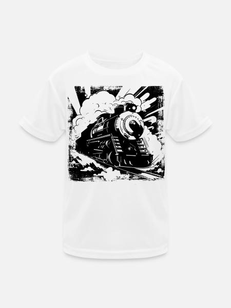 Eisenbahn - Kinder Funktions-T-Shirt - Weiß