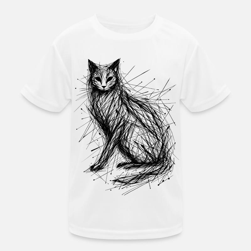 Katze Skizze Abstrakt Kinder Funktions-T-Shirt