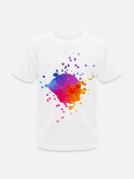 Bunte Farbspritzer - Farbverlauf Aquarell - Kinder Funktions-T-Shirt - Weiß