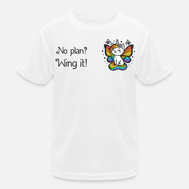 No plan? Wing it! Geflügelte Einhornkatze (bunt) Kinder Funktions-T-Shirt