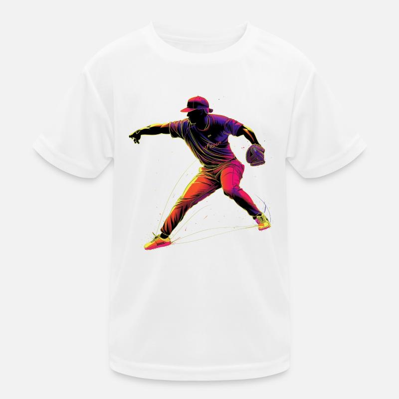 Baseballer Retrowave Kinder Funktions-T-Shirt