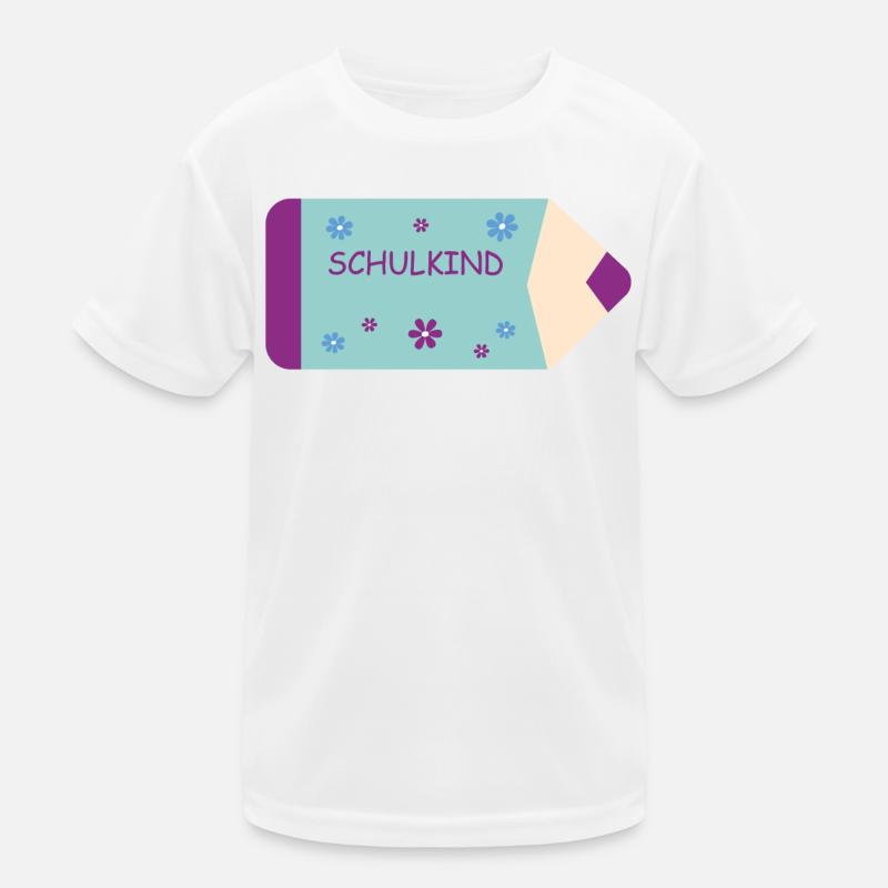Buntstift - mint lila mit Blumen - Schulkind Kinder Funktions-T-Shirt