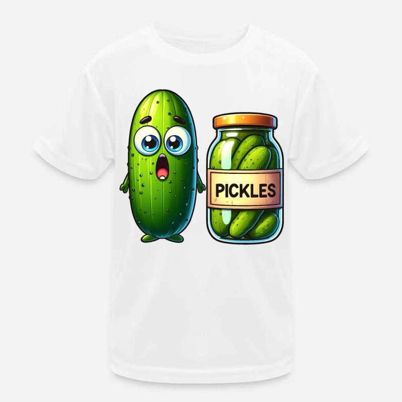 Cucumber's Pickle Predicament: Shocked and Jarred! Kids Functional T-Shirt