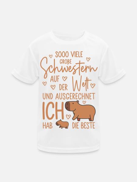 So viele Schwestern - Capybara - Große Schwester - Kinder Funktions-T-Shirt - Weiß