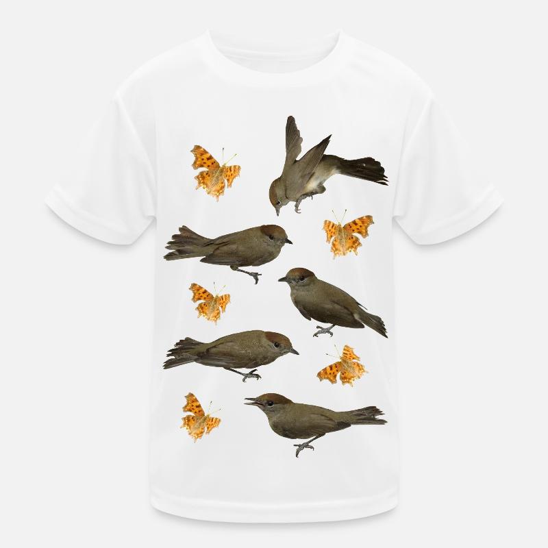 Mönchsgrasmücke mit C-Falter Kinder Funktions-T-Shirt