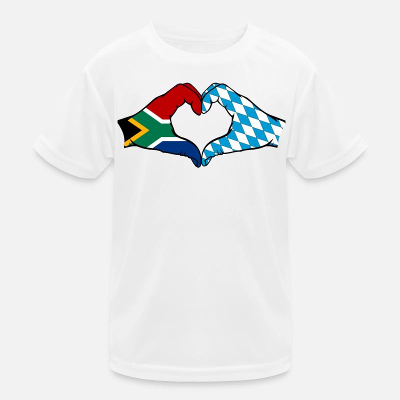 Afrique du Sud Bavière Drapeau Mains Coeur Forme T-shirt sport Enfant