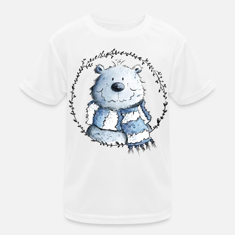 Drolliger Eisbär Mit Schal I Polarbär I Bär Kinder Funktions-T-Shirt