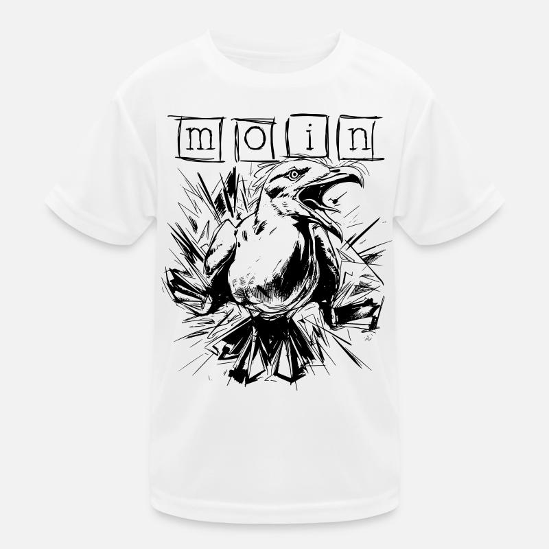 Skizzierte Moin Möwe - Kinder Funktions-T-Shirt - Weiß