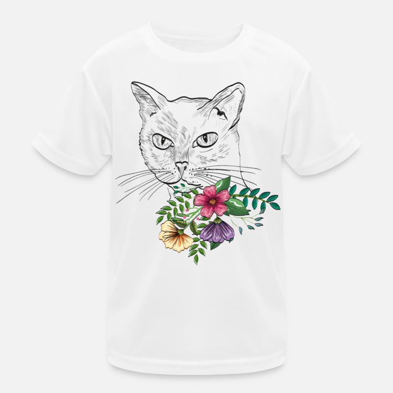 Chat avec bouquet de fleurs T-shirt sport Enfant
