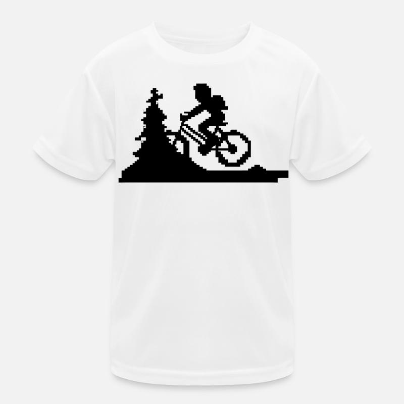 Mountainbiking Pixel Art Kinder Funktions-T-Shirt