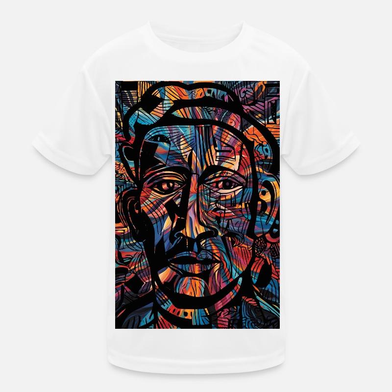 Portrait Éclaté :Fusion des Couleurs et des Lignes T-shirt sport Enfant