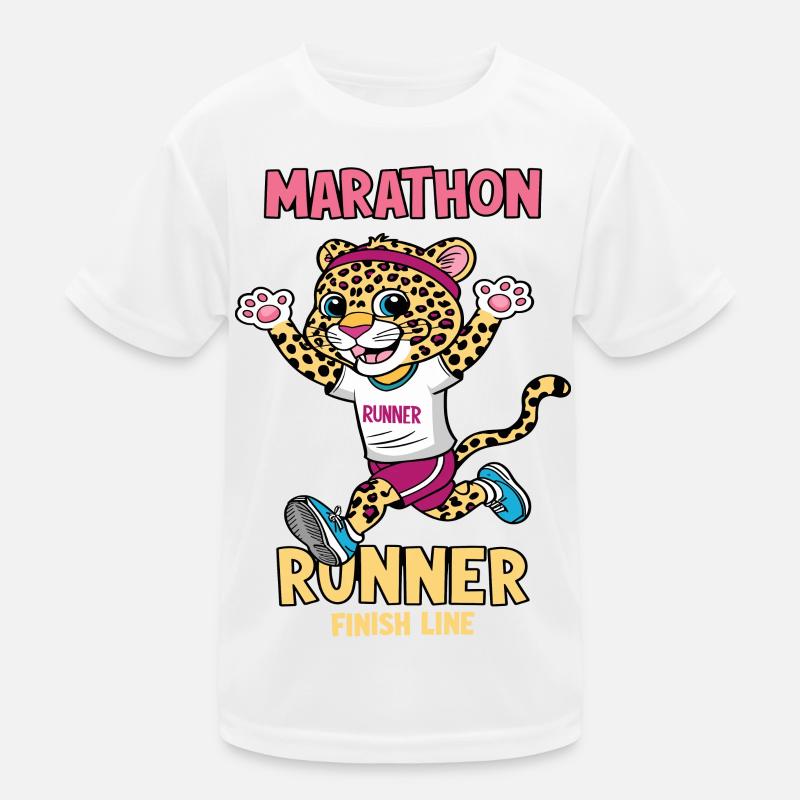 Leopard Marathon Runner Kids Functional T-Shirt