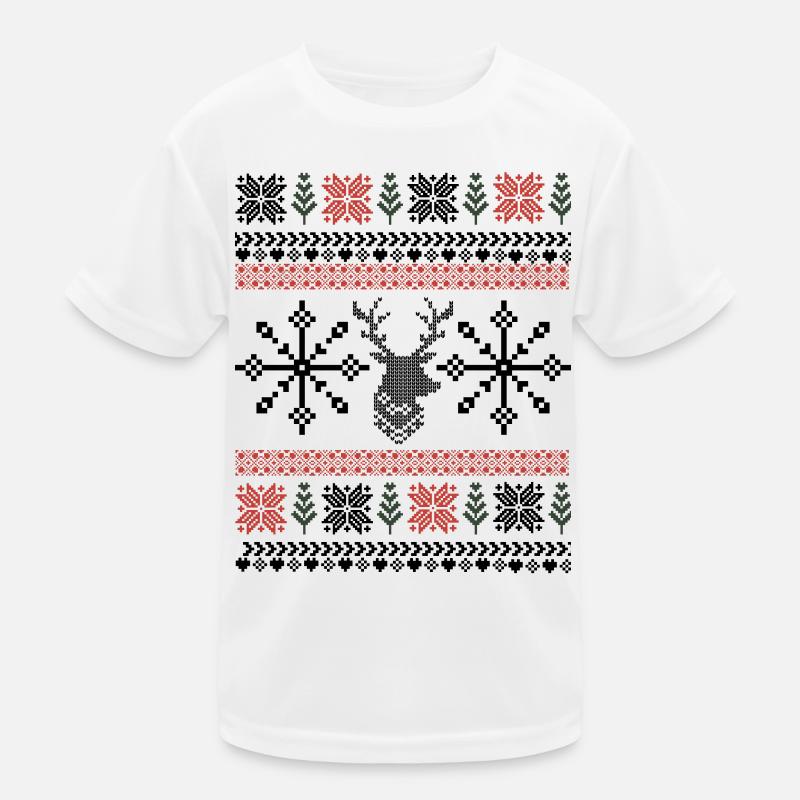 Retro Christmas Pixel Pattern Kids Functional T-Shirt