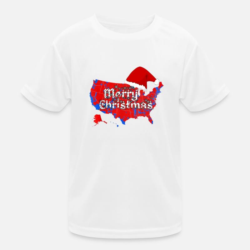 US Map Christmas Santa Kids Functional T-Shirt