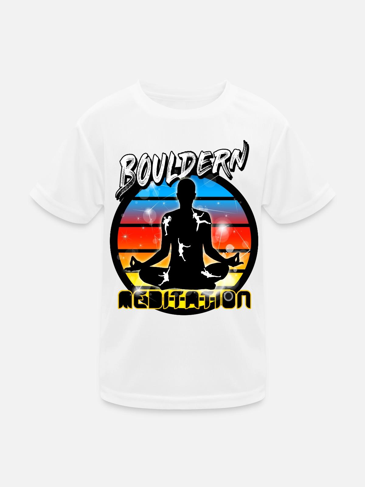 Bouldern - Kinder Funktions-T-Shirt - Weiß - Vorne